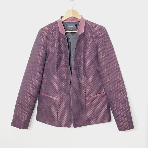 Lafayette 148 New York Purple Textured Blazer - Picture 1 of 12